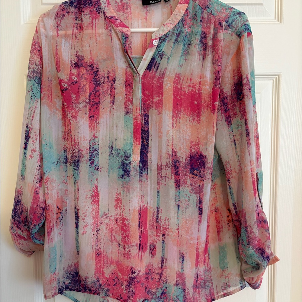 ✨3/$10✨ a.n.a Pink and Green Relaxed Graphic Blouse